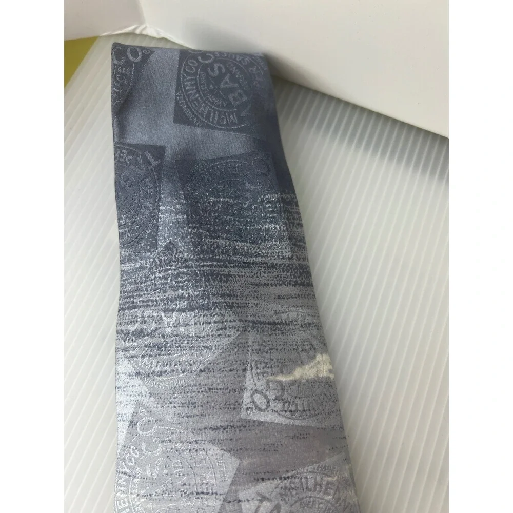 Tabasco Mens Silk Tie Beach Scene Sailboat Novelty Necktie Blue Grey Made in USA